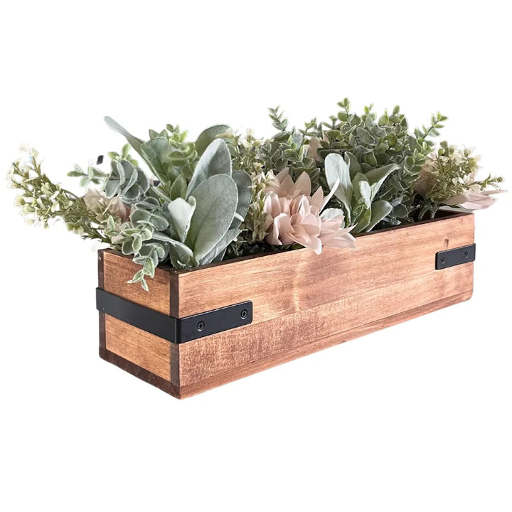 Boxed & Beautiful | Faux Floral Centerpiece Project | Wood Box w/ Black Metal Accents & Floral ProjectHomeDIY