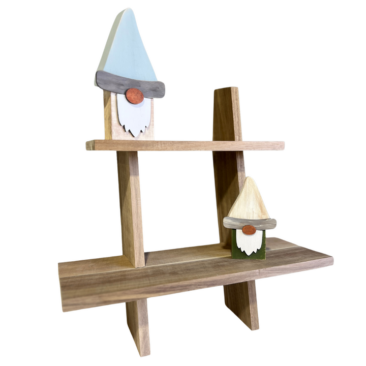 Forest Nook | Acacia Wood Shelf with Wood Gnomes