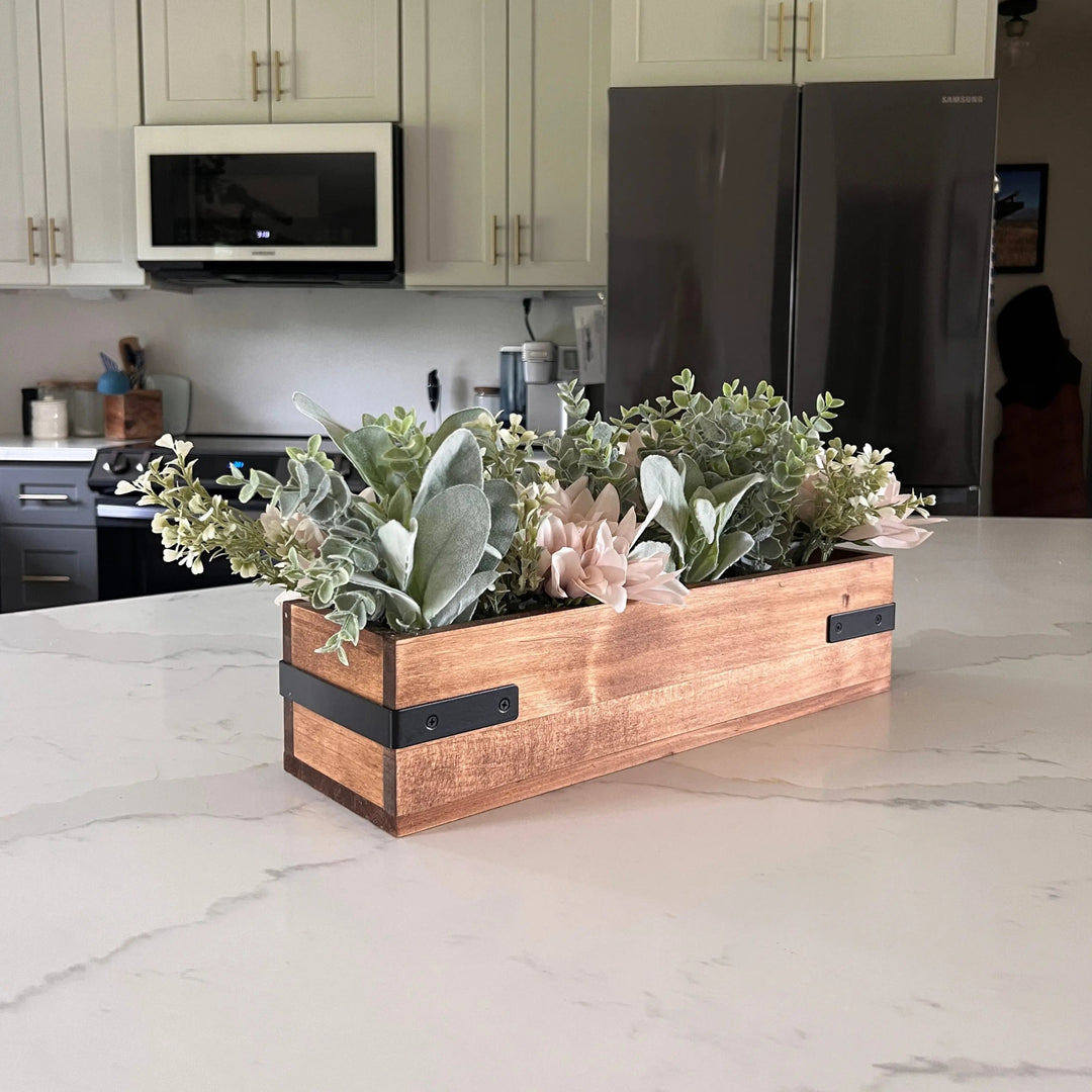 Boxed & Beautiful | Faux Floral Centerpiece Project | Wood Box w/ Black Metal Accents & Floral ProjectHomeDIY