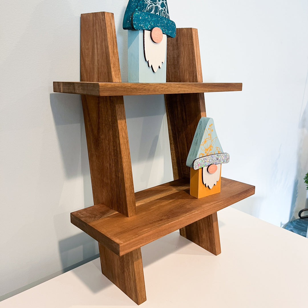 Forest Nook | Acacia Wood Shelf with Wood Gnomes