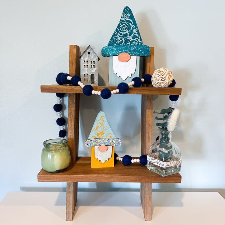 Forest Nook | Acacia Wood Shelf with Wood Gnomes