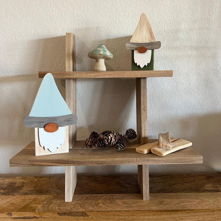 Forest Nook | Acacia Wood Shelf with Wood Gnomes