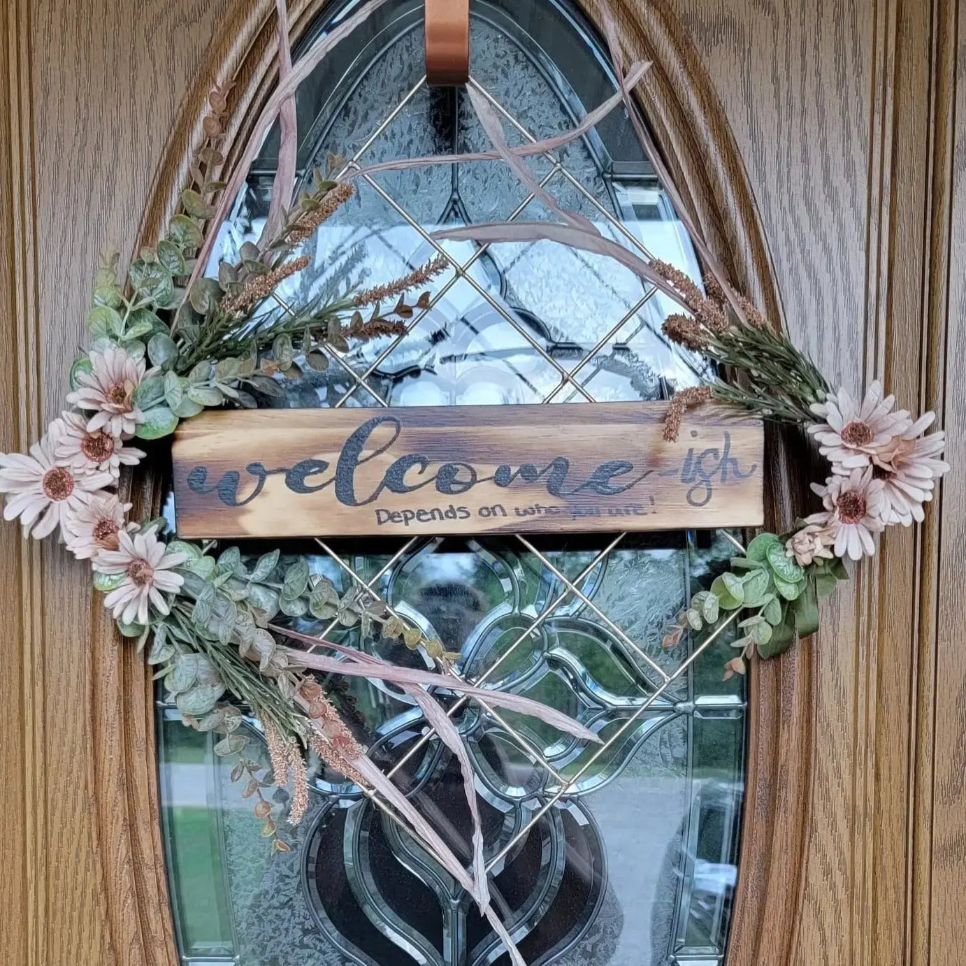 Wreath square online wire hanger handmade welcome sign