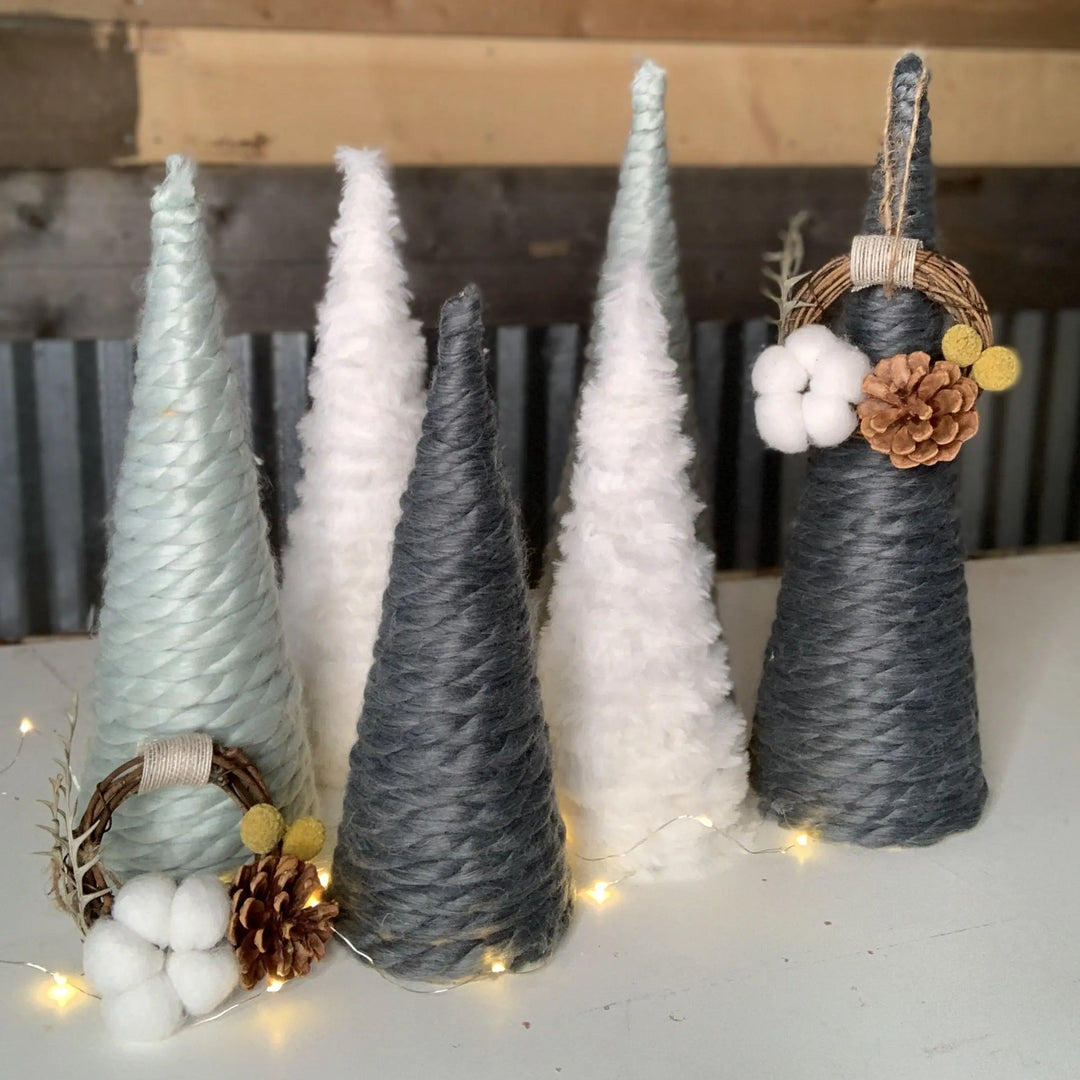 Winter Woodland, DIY Yarn Trees